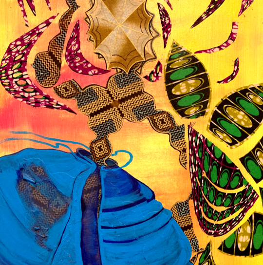 original artwork acrylic and fabric painting